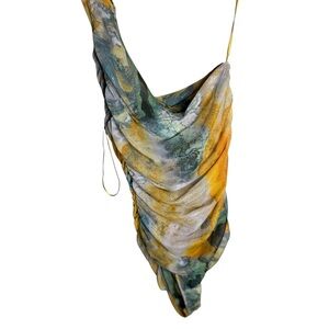 Zara Yellow and Green Patterned Dress